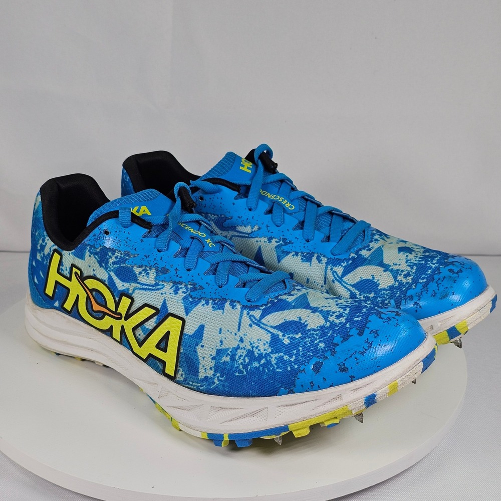 Hoka Crescendo XC Track Spikes Blue Yellow Womens Running Shoes Size 9.5